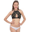 Folk flowers print Floral pattern Ethnic art Cross Front Halter Bikini Top View1