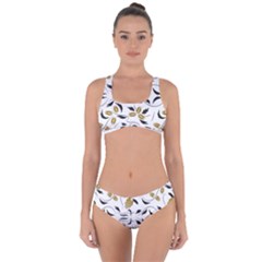 Folk Flowers Print Floral Pattern Ethnic Art Criss Cross Bikini Set by Eskimos