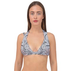 Folk Flowers Print Floral Pattern Ethnic Art Double Strap Halter Bikini Top by Eskimos