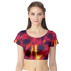 Requiem  Of The Glowing  Stars Short Sleeve Crop Top by DimitriosArt