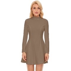 Coca Mocha Long Sleeve Velour Longline Dress