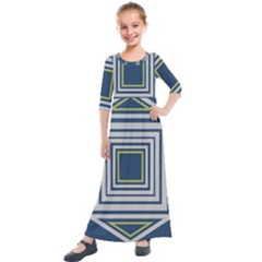 Abstract Pattern Geometric Backgrounds   Kids  Quarter Sleeve Maxi Dress by Eskimos