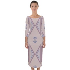 Abstract Pattern Geometric Backgrounds   Quarter Sleeve Midi Bodycon Dress by Eskimos