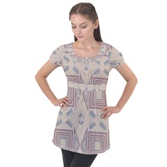 Abstract Pattern Geometric Backgrounds   Puff Sleeve Tunic Top by Eskimos