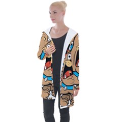 Bulldog-cartoon-illustration-11650862 Longline Hooded Cardigan by jellybeansanddinosaurs