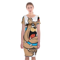 Bulldog-cartoon-illustration-11650862 Classic Short Sleeve Midi Dress by jellybeansanddinosaurs