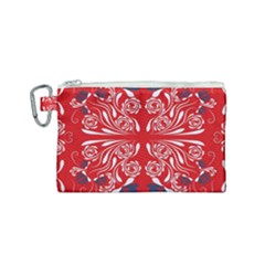 Floral Folk Damask Pattern Fantasy Flowers  Canvas Cosmetic Bag (small) by Eskimos