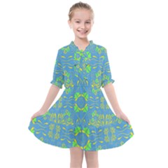 Floral Folk Damask Pattern Fantasy Flowers  Kids  All Frills Chiffon Dress by Eskimos