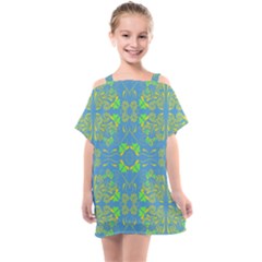 Floral Folk Damask Pattern Fantasy Flowers  Kids  One Piece Chiffon Dress by Eskimos