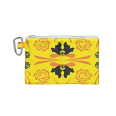 Floral Folk Damask Pattern Fantasy Flowers  Canvas Cosmetic Bag (small) by Eskimos