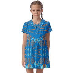 Floral Folk Damask Pattern Fantasy Flowers  Kids  Asymmetric Collar Dress by Eskimos