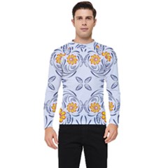 Floral Folk Damask Pattern Fantasy Flowers  Men s Long Sleeve Rash Guard by Eskimos