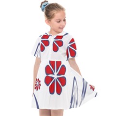 Folk Flowers Print Floral Pattern Ethnic Art Kids  Sailor Dress by Eskimos