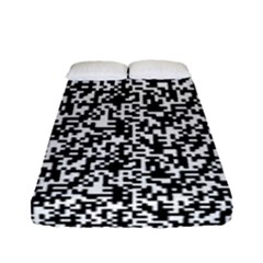 Black And White Qr Motif Pattern Fitted Sheet (full/ Double Size) by dflcprintsclothing