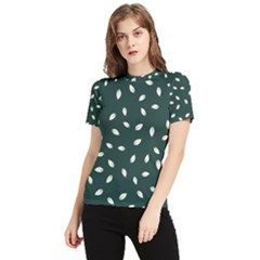 Leaves Pattern Women s Short Sleeve Rash Guard by CoshaArt