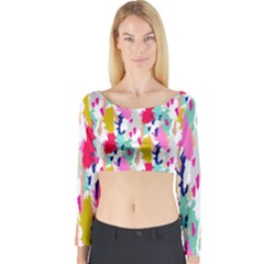 Acryl Paint Long Sleeve Crop Top by CoshaArt