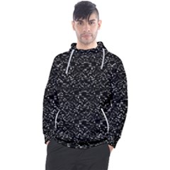 Pixel Grid Dark Black And White Pattern Men s Pullover Hoodie by dflcprintsclothing