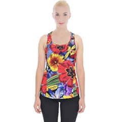 Flower Pattern Piece Up Tank Top by CoshaArt