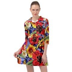 Flower Pattern Mini Skater Shirt Dress by CoshaArt