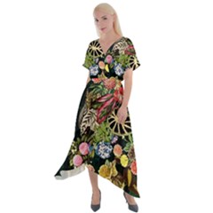 Tropical Pattern Cross Front Sharkbite Hem Maxi Dress by CoshaArt