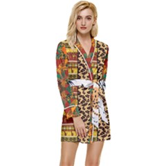 Abbey Abstract Safari Safari Safari Pop Tropical Girls 2 With Texture Long Sleeve Satin Robe