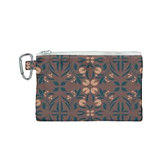 Floral Folk Damask Pattern  Canvas Cosmetic Bag (small) by Eskimos