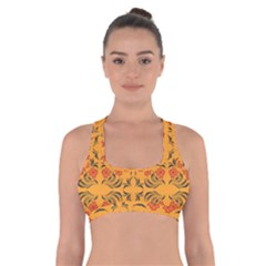 Floral Folk Damask Pattern  Cross Back Sports Bra by Eskimos