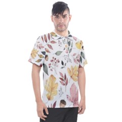 Flowers Pattern Men s Polo Tee by Sparkle