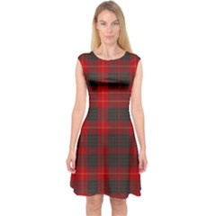 Cameron Clan Modern Tartan Capsleeve Midi Dress by tartantotartansred