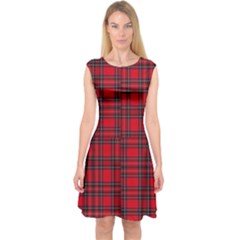 Royal Stewart Tartan Capsleeve Midi Dress by tartantotartansreddesign