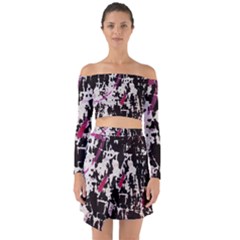 Chaos At The Wall Off Shoulder Top With Skirt Set