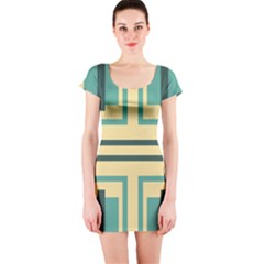 Abstract Pattern Geometric Backgrounds   Short Sleeve Bodycon Dress by Eskimos