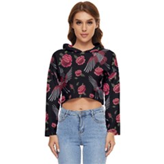 Cranes N Roses Women s Lightweight Cropped Hoodie by HWDesign