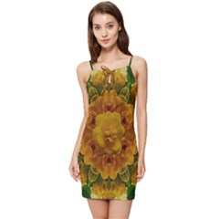 Tropical Spring Rose Flowers In A Good Mood Decorative Summer Tie Front Dress by pepitasart