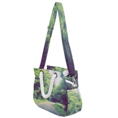 Photo Vue Sur Forêt  Rope Handles Shoulder Strap Bag by kcreatif