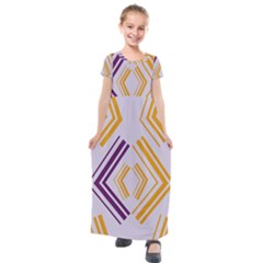 Abstract Geometric Design    Kids  Short Sleeve Maxi Dress by Eskimos