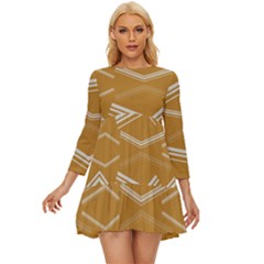 Abstract Geometric Design    Long Sleeve Babydoll Dress