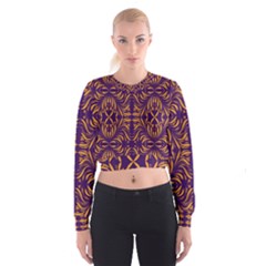 Folk Flowers Print Floral Pattern Ethnic Art Cropped Sweatshirt by Eskimos