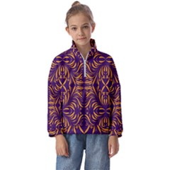 Folk Flowers Print Floral Pattern Ethnic Art Kids  Half Zip Hoodie