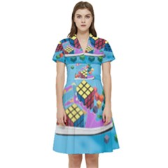 Floating-cubes-on-blue Backgrounderaser 20220422 203144521 Backgrounderaser 20220422 203216276 Short Sleeve Waist Detail Dress