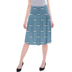 Cartoon Sketchy Helicopter Drawing Motif Pattern Midi Beach Skirt by dflcprintsclothing