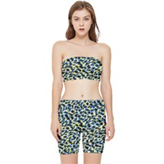 Digital Animal  Print Stretch Shorts And Tube Top Set