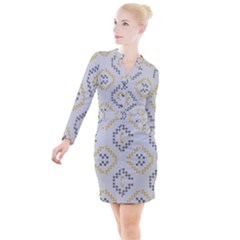 Abstract Pattern Geometric Backgrounds   Button Long Sleeve Dress by Eskimos