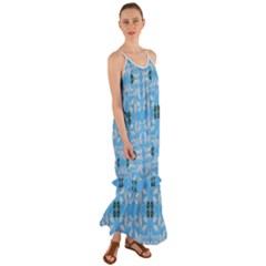 Folk Flowers Print Floral Pattern Ethnic Art Cami Maxi Ruffle Chiffon Dress by Eskimos