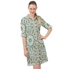 Mandala  Long Sleeve Mini Shirt Dress by zappwaits