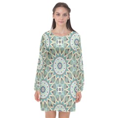 Mandala  Long Sleeve Chiffon Shift Dress  by zappwaits