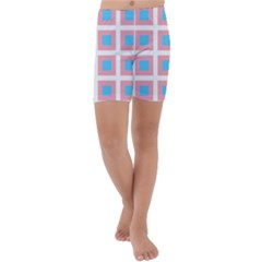 Trans Flag Squared Plaid Kids  Lightweight Velour Capri Yoga Leggings by WetdryvacsLair