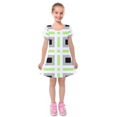 Agender Flag Plaid Kids  Short Sleeve Velvet Dress by WetdryvacsLair