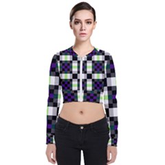 Agender Flag Plaid With Difference Long Sleeve Zip Up Bomber Jacket by WetdryvacsLair