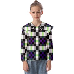 Agender Flag Plaid With Difference Kids  Peter Pan Collar Blouse